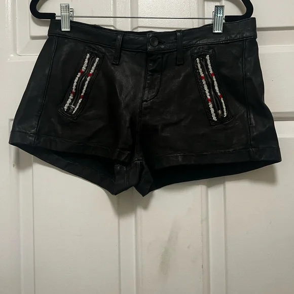 Rag & Bone Lakshmi Lamb Leather Shorts Size 26 - Picture 2 of 5